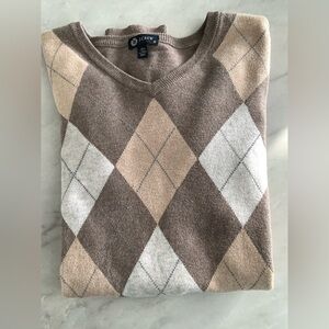 J Crew Cotton Cashmere Blend Sweater Argyle Men’s Medium